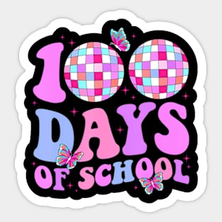 Happy 100Th Day Of School Teacher Groovy Disco Ball 100 Days Sticker